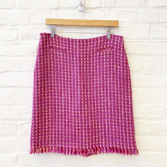 Tibi || Tweed Pencil Skirt Pink Red 10 - Picture 1 of 6
